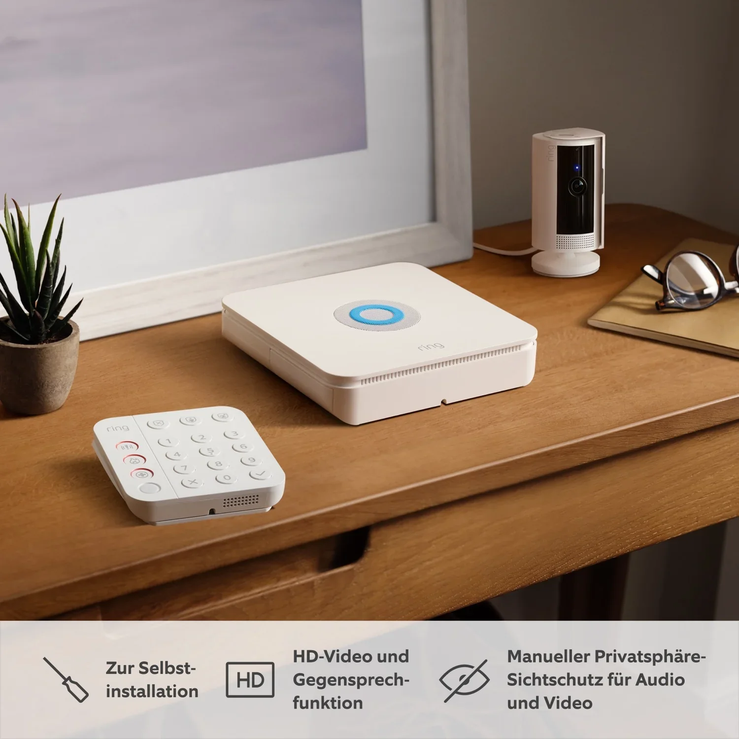 Alarmsysteemset + Indoor Cam (2e gen.) + Video Doorbell accu in pakket - L