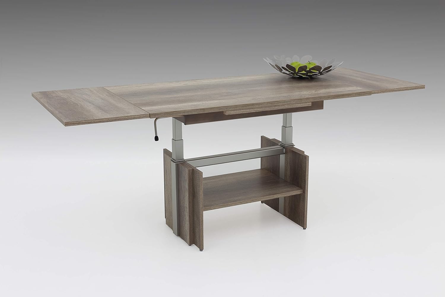 Hela Tische, Couchtisch Wohnzimmertisch Jerome, Holzwerkstoff melaminbeschichtet, Wildeiche, ausziehbar 110-177cm, höhenverstellbar mit Lift 53-69cm