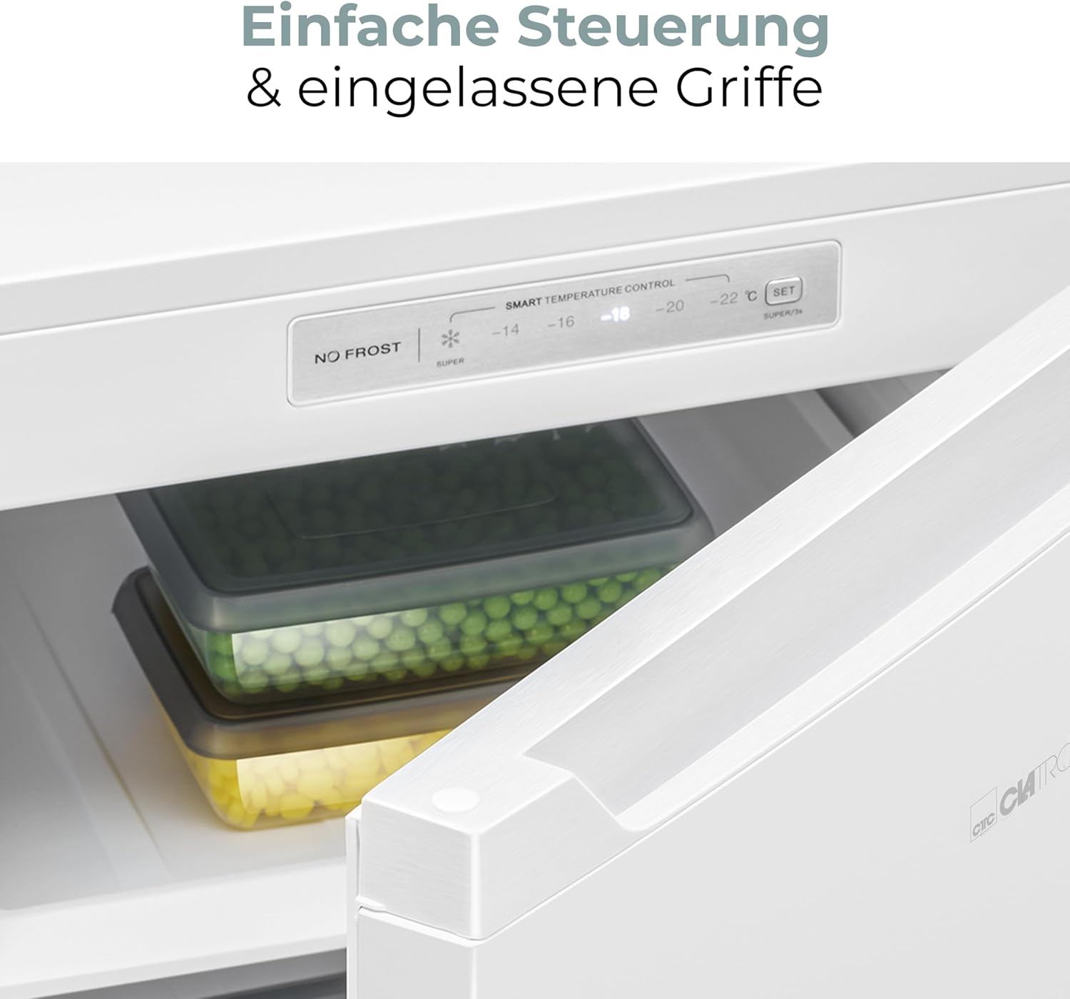 Clatronic® Gefrierschrank Nofrost | Energieklasse C | 143cm | Tiefkühlschrank | MultiAirflow | leise 39dB | bis zu -18°C | Türanschlag wechselbar | 161L Freezer | Gefrierschrank gross GS 200 weiß