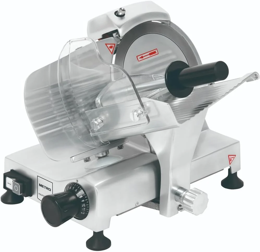 METRO PROFESSIONAL Cortafiambres GFS3019, Cuchilla 19,5 cm, Grosor 0-12 mm, 120 W, Aluminio Anodizado, Plata