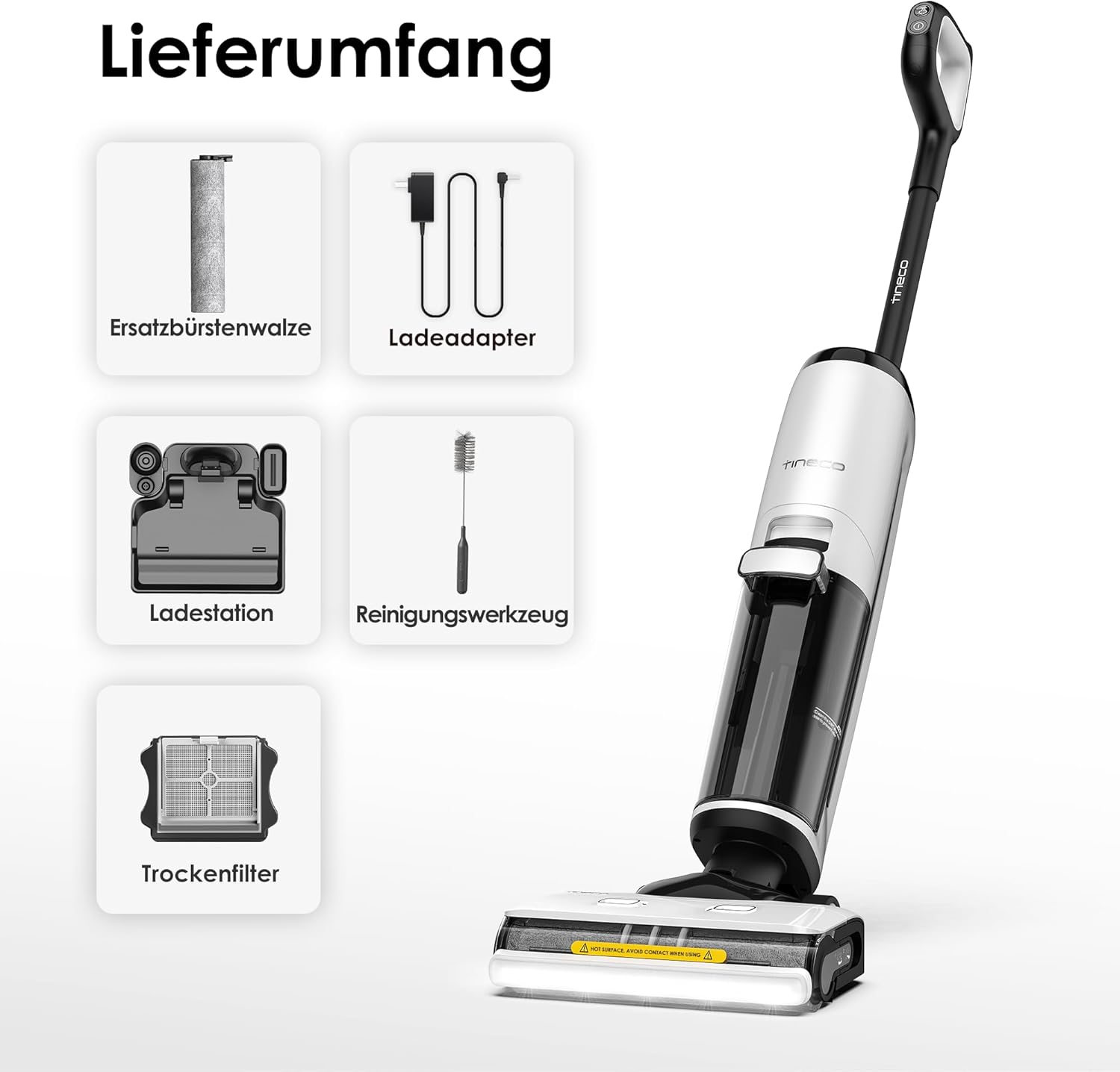 Tineco iFLOOR 5 Steam Nass Trockensauger, 120℃ Hochtemperatur-Dampf, Dampfreiniger mit Kabel, Selbstreinigung Nasssauger, Hartholz bodenreiniger für klebrige Verschmutzungen, Essensreste