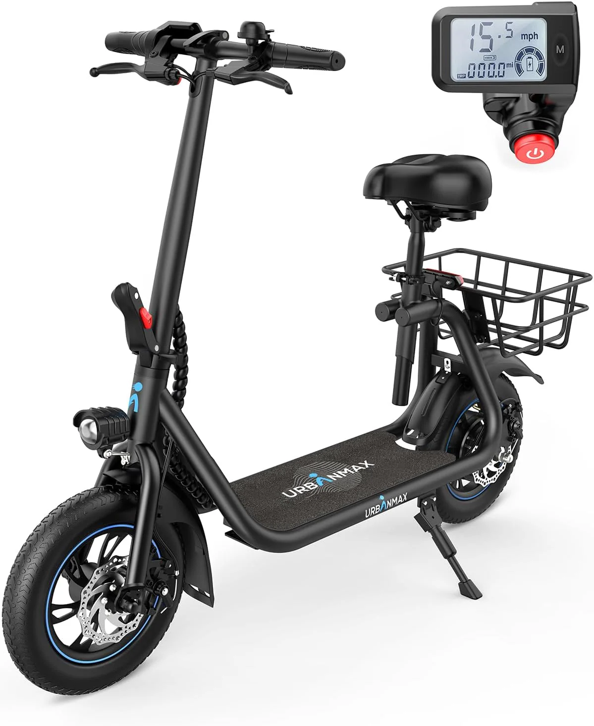 URBANMAX C1 Electric Scooter with Seat, 450W Powerful Motor up to 22 Miles Range