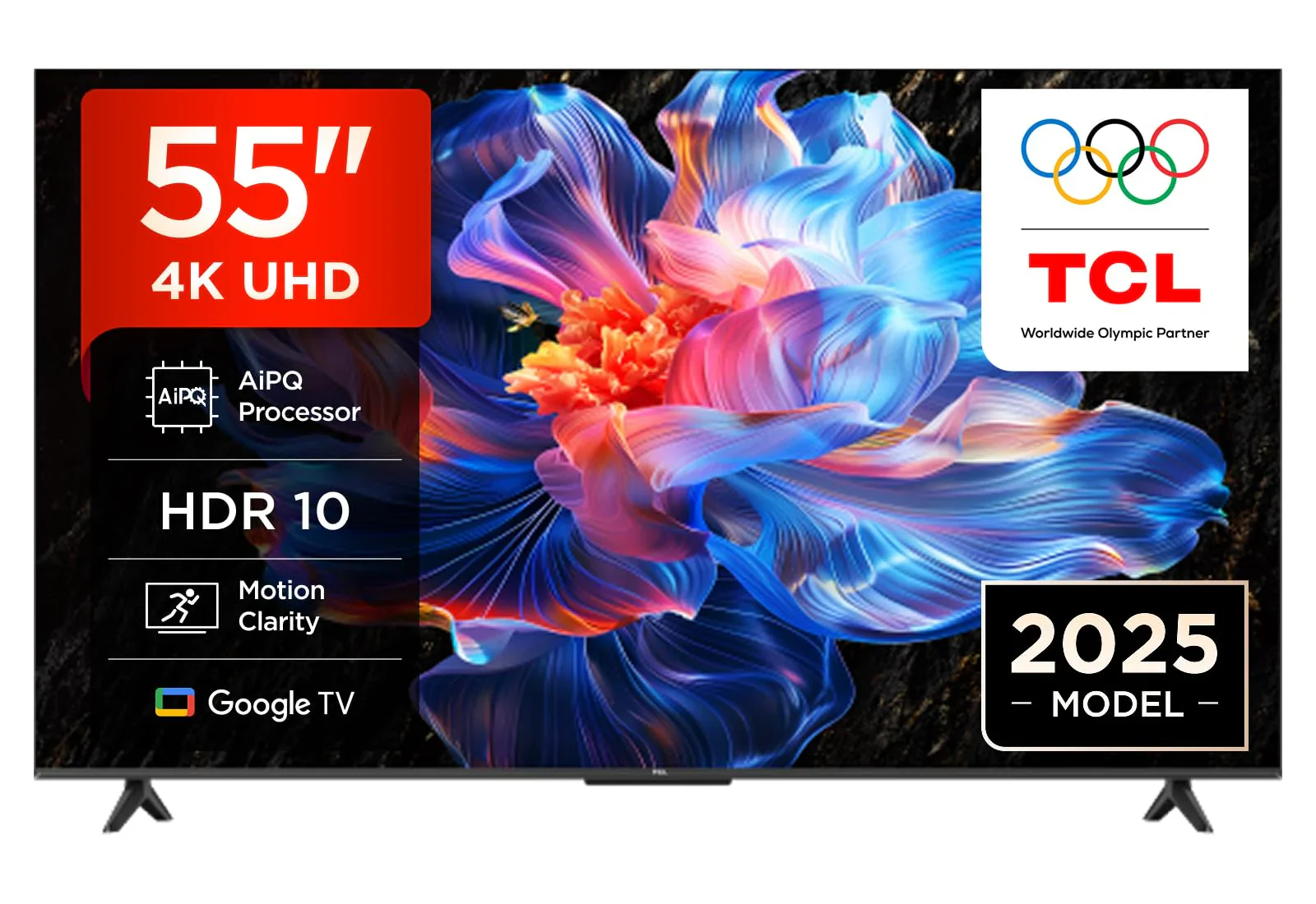 TCL 55V6C 55 inch Direct LED TV, 4K HDR televisie, Smart TV met Google TV (Dolby Audio, Motion Clarity, compatibel met Google Assistant en Alexa)