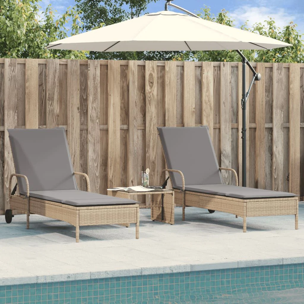 2 Uds Tumbona | Sillas Con Cojines Ratán Sintético Beige Cfw512621