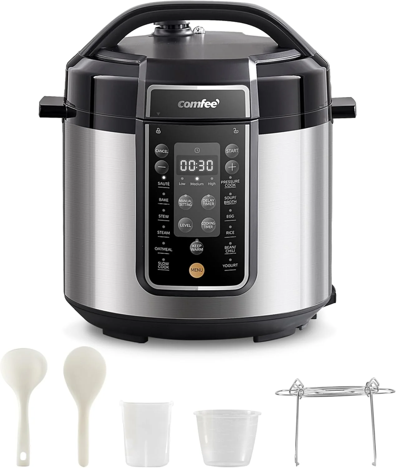 COMFEE Pressure Cooker 8 Quart with 16 Cooking Functions, Olla de Presion Non-Stick Pot