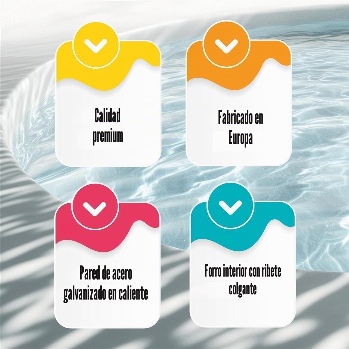 Piscina Set de ovales de pared de acero inoxidable (5,25 m x 3,20 m x 1,20 m), fabricado en Europa, con conductor de acero inoxidable para profundidades
