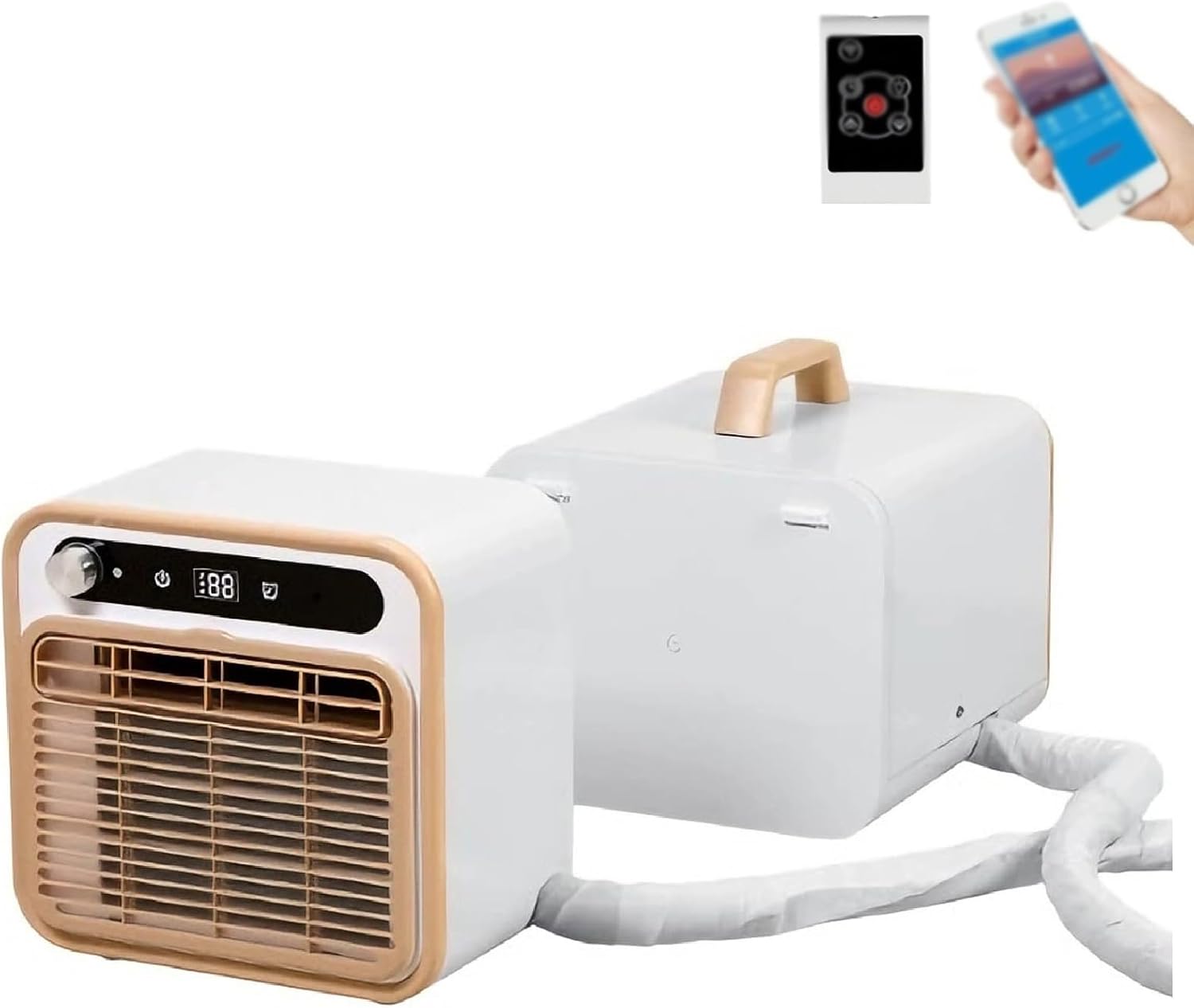 Tragbare Mini-Klimaanlage, Split-Kühlsystem, 5000 BTU, leise Kühlung, keine Fensterabdichtung erforderlich, Touch-Bedienung & Fernbedienung, Timer-Steuerung(With 2-meter connecting pipe)