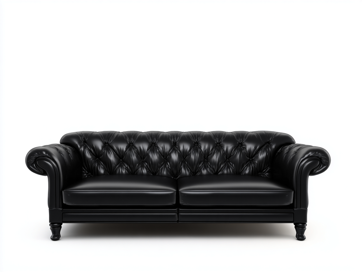 Zweisitzer Sofa Kunstleder 185x90x80 cm - Schwarz - Geeignet für Wohnzimmer - Klassisches Chesterfield Design