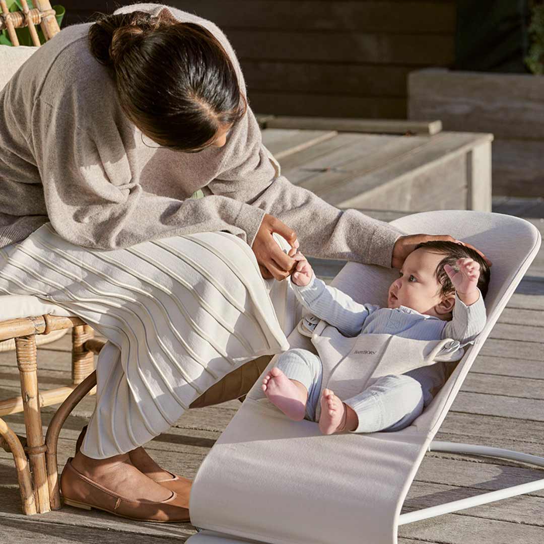 2025 BabyBj?rn Bliss wipstoel �C 3D Jersey hoes in lichtbeige, ergonomisch & comfortabel