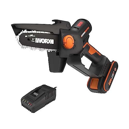 WORX Nitro Mini Motosega potatore a batteria WG325E, Motore Brushless, lubrificazione automatica, leggera e compatta, Motosega Elettrica, PowerShare 20V, con batteria e caricabatterie : Giardino e giardinaggio
