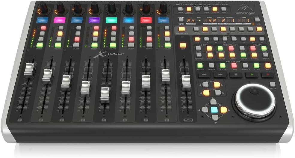 Behringer X-TOUCH Universal-Bedienoberfläche Mit 9 Berührungsempfindlichen Motor-Fadern, LCD-Scribble-Streifen und Ethernet/USB/MIDI-Schnittstelle