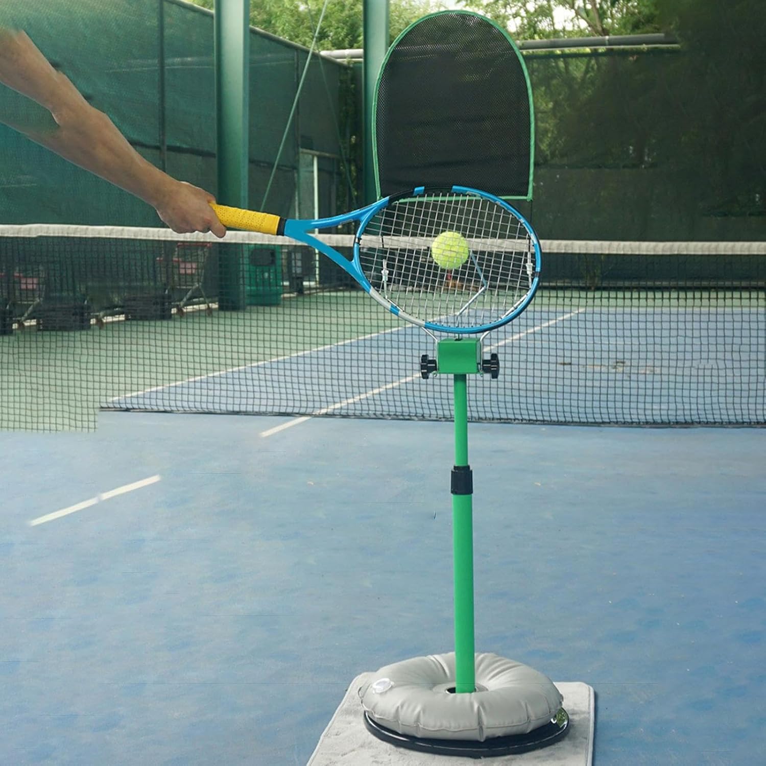 Tennis-Rebounder-Trainer, Tennisball-Übungsrebounder, tragbarer Tennis-Rebounder, einzelner Swing-Top-Spin-Übungsgerät, Trainingsgerät, Indoor- und Outdoor-Tennis-Gadgets
