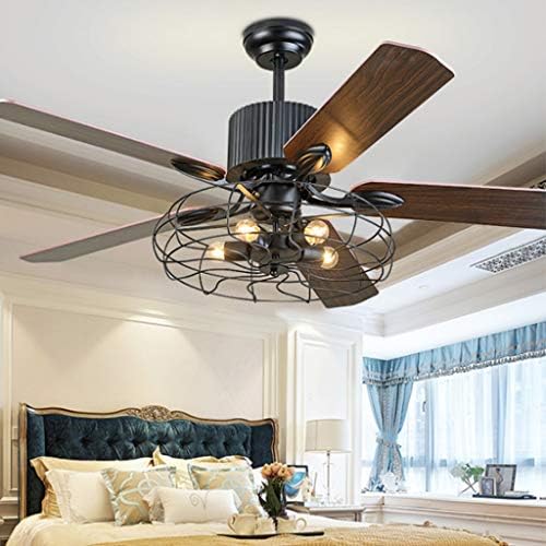 Retro Deckenventilatoren Mit Beleuchtung E27*5 Holzklinge Deckenleuchte Ventilator Deckenlampe 3 Dateien Einstellbare Windgeschwindigkeit Mit Fernbedienung Ultra Leise Esszimmer Wohnzimmer Kann Timing