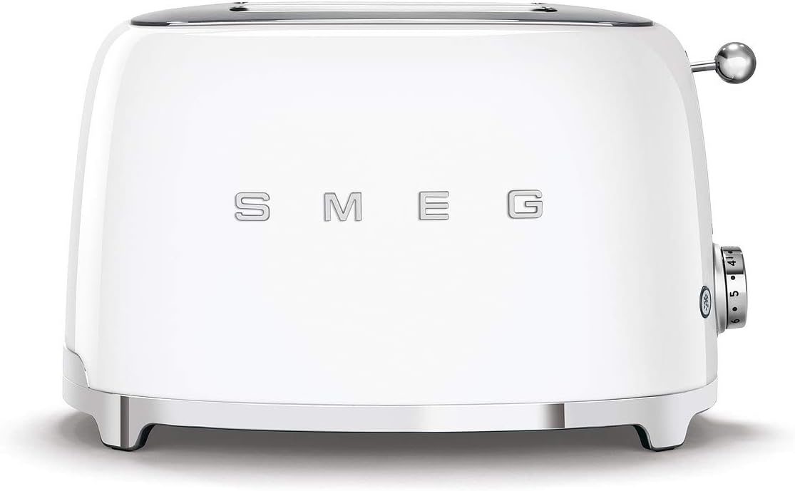 Smeg, 2x2 TSF01CREU -Toaster, 2 Schlitze für 2 Scheiben, 6 Vergoldungsniveaus, Heizfunktion, Abtau- und Bagel- Funktion, Sammelschublade, 950W, Creme