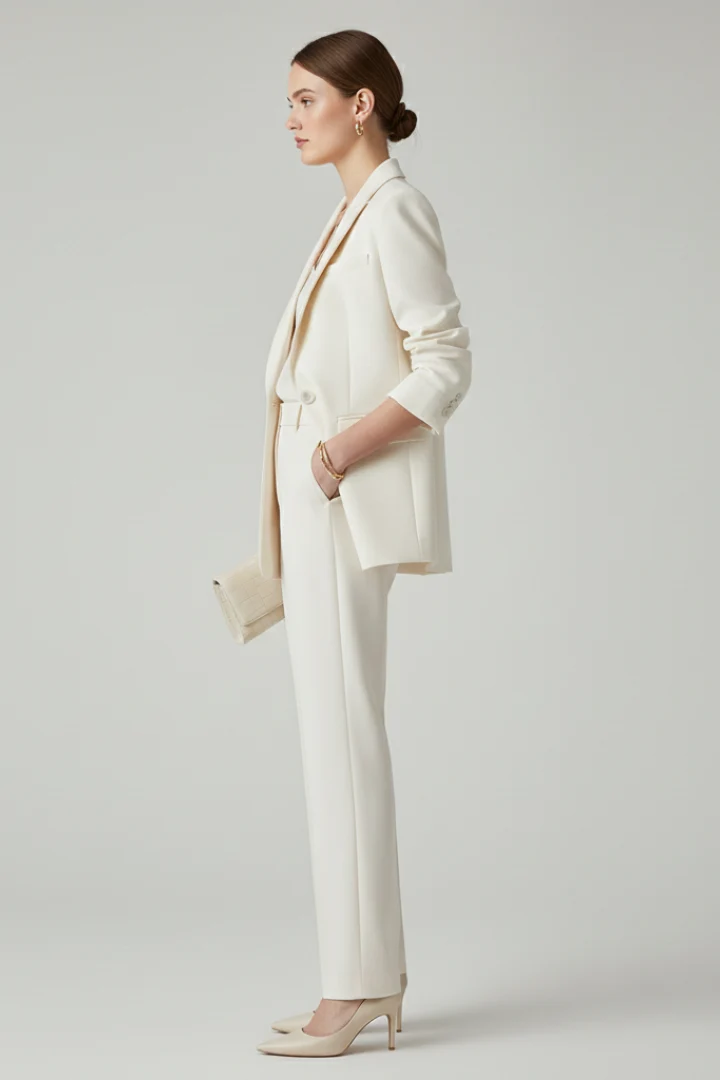 Damen Blazer Set Zweiteiler | Taillierter Blazer und Stoffhose mit geradem Bein | Elegantes Business Outfit f��r Damen