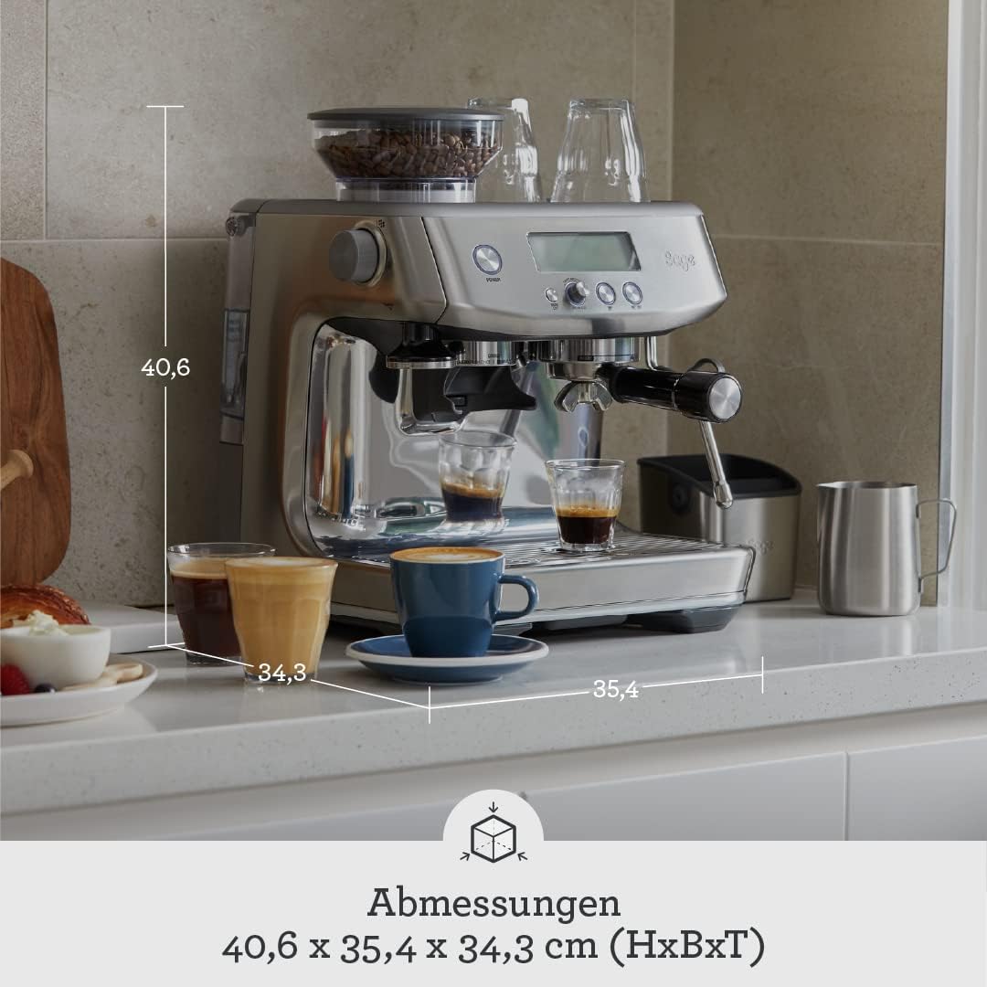 Sage Appliances the Barista Pro Espressomaschine und Kaffeemaschine mit Milchaufschäumer, Siebträgermaschine, SES878BTR, Mattschwarz