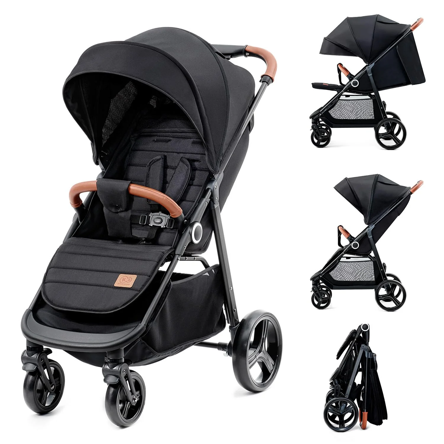 Kinderkraft GRANDE PLUS Kinderkraft buggy von Geburt bis 22 kg, Zusammenklappen mit einer Hand, Liegeposition, gro?es Verdeck mit Fenster, alle 4 R?der ged?mpft, ger?umige Sitz, Grau