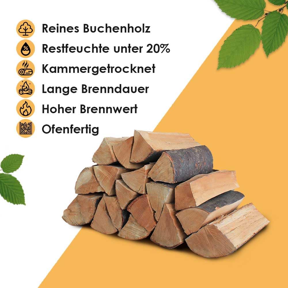 JSM-Brennholz Brennholz Buche - Scheitänge 25cm / 33 cm - 1,6 SRM/ 1RM - 1 Palette - für Kamin, Ofen, Grill, Smoker (Scheitlänge 25 cm)