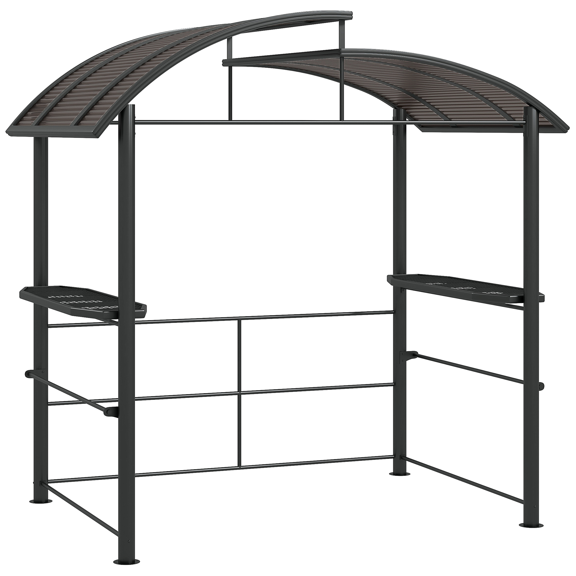 Outsunny Grillpaviljoen Grilldak Grillprieel, weerbestendig, 240 cm x 150 cm x 230 cm, Geelbruin + Donkergrijs