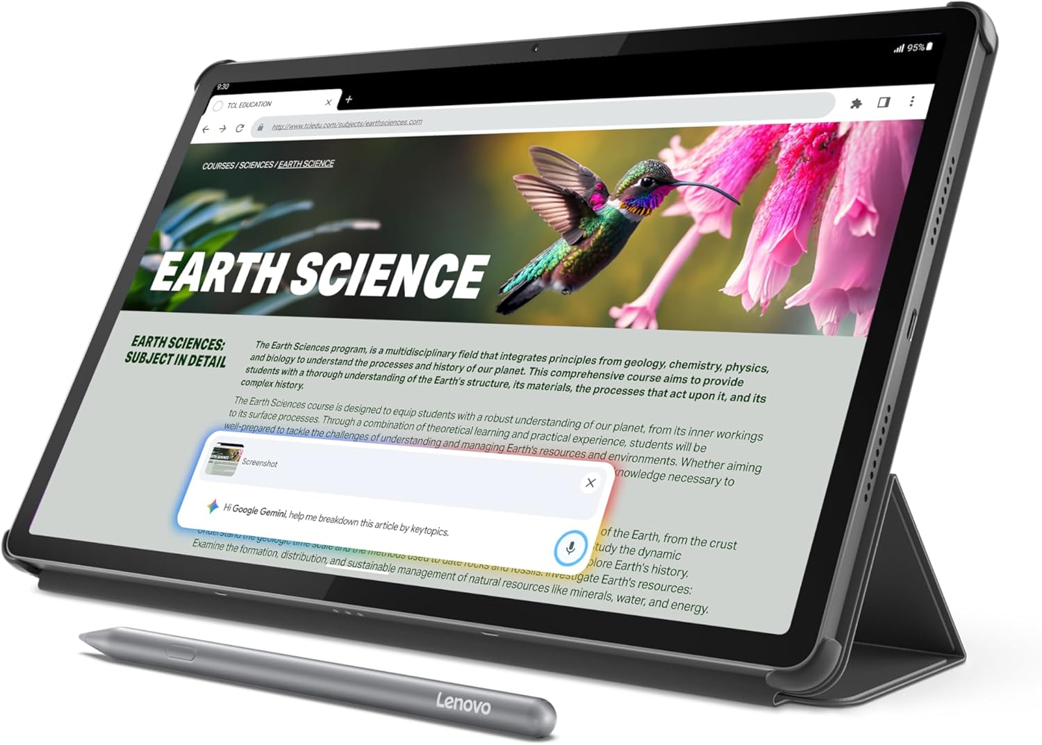 Lenovo Idea Tab Pro with Google Gemini - Student Tablet - 12.7�� 3K LCD Display - 8 GB Memory - 128 GB Storage - MediaTek Dimensity 8300 - Includes Pen and Folio Case