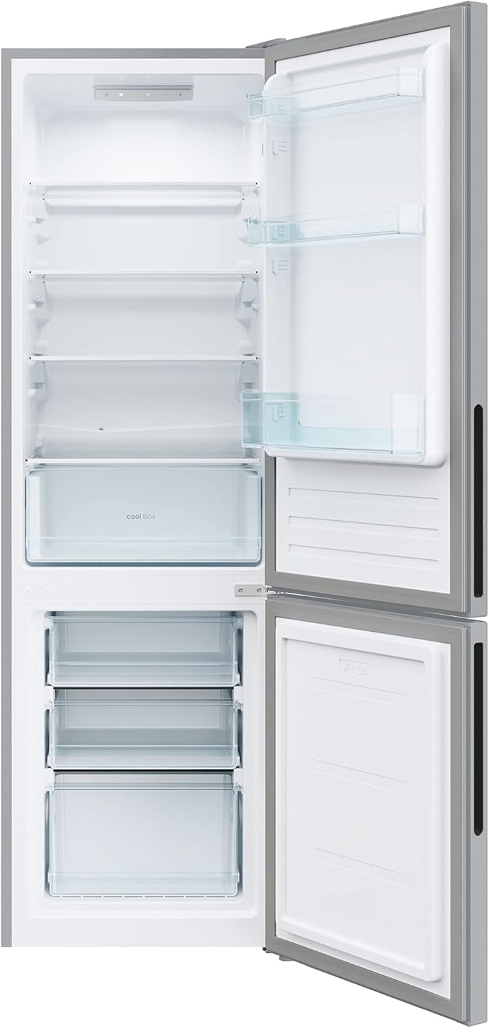 Candy CCT3L517ES Réfrigérateur combiné - Pose libre, Hauteur : 1,77 m, 260 L, 2 portes réversibles, Low Frost, LED, 39 dB, Argent, Classe E