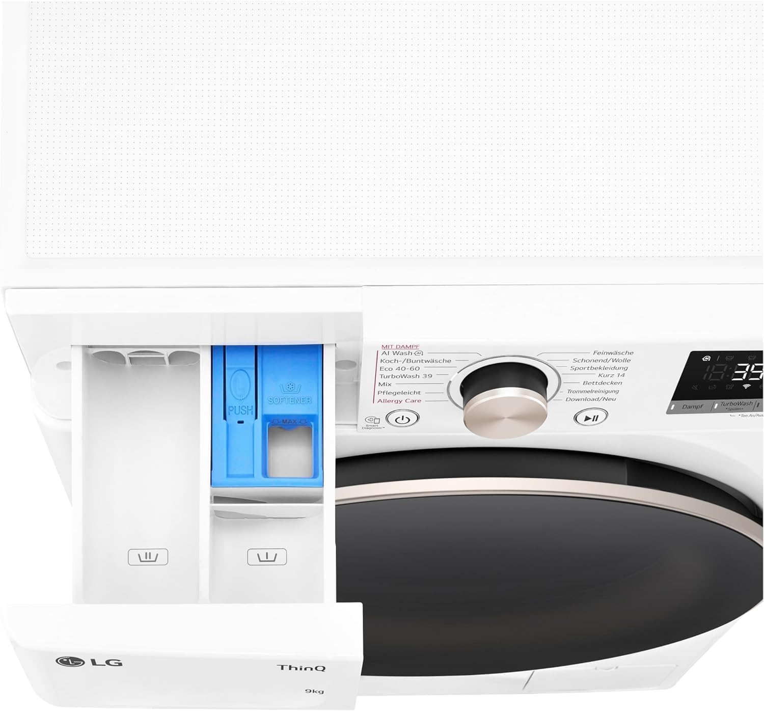 LG F4WV7080, Klasse A, Frontlader-Waschmaschine 8 kg, 1400 U/Min, AI Direct Drive, Wi-Fi, Tiefenreinigung mit Dampf, Groe Kapazitt, TRIPLE A, Auentür aus Sicherheitsglas, 62 x 60 x 85 cm Wei