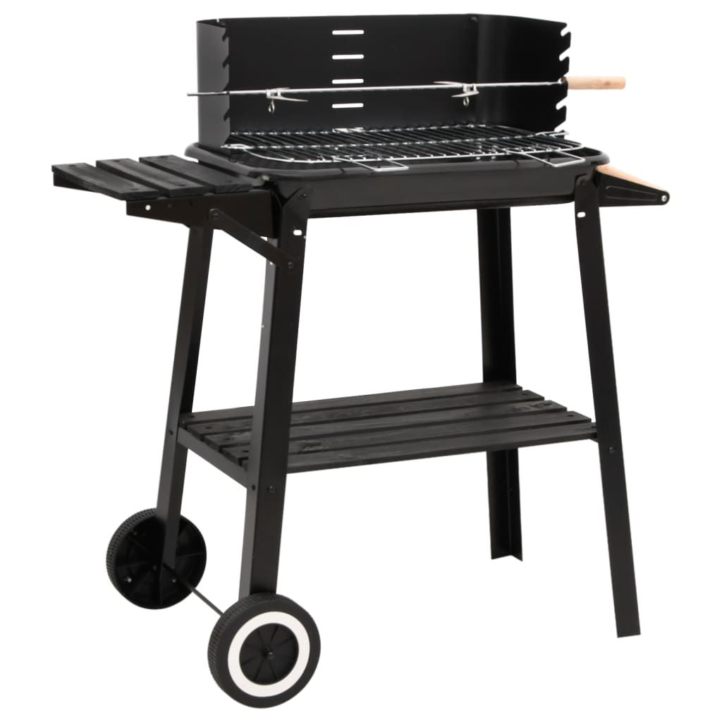Grill węglowy z kółkami, czarna stal, VidaXL