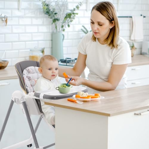 Seggiolone pieghevole 3 in 1 con imbracatura, con 4 ruote bloccabili, 5 posizioni reclinabili, sedia regolabile per neonati e bambini da 6 mesi a 3 anni : Prima infanzia