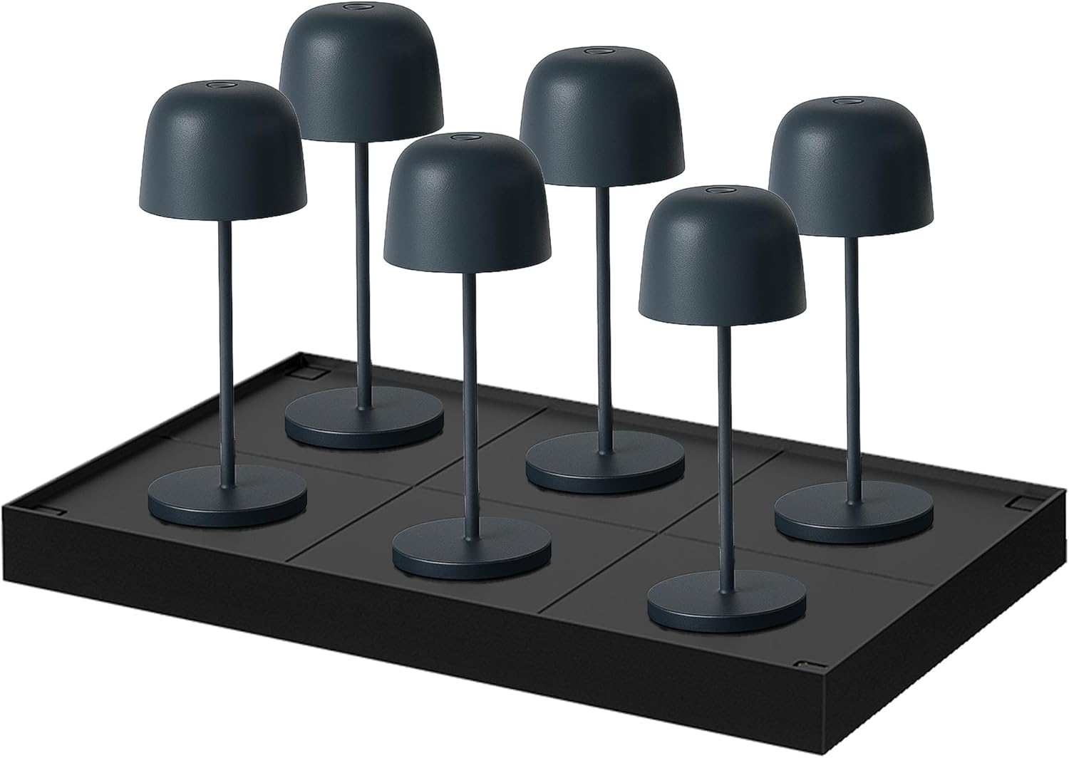 Lumisky 6 Stück Tischleuchte kabellos LED warmweiß dimmbar SOPHIA ROCK H28cm Grau Anthrazit mit Ladeplatte