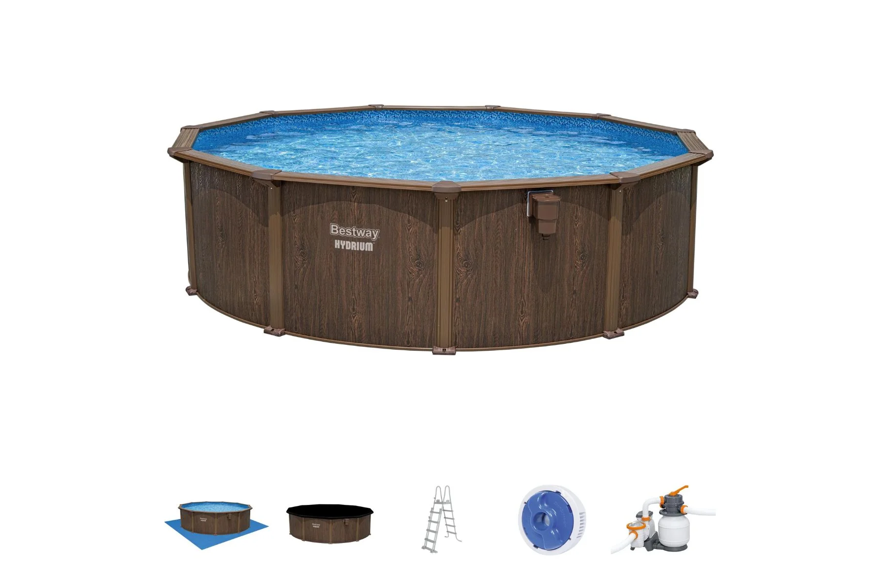 2025 16 voet x 52 inch houtlook ronde Hydrium stalen zwembadset voor opzetzwembad