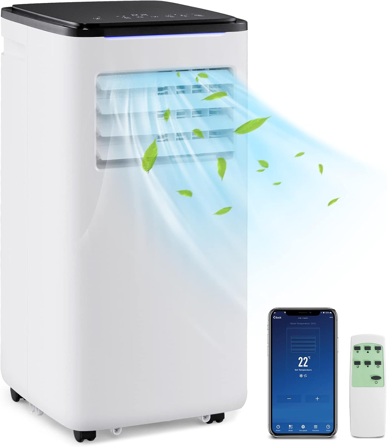 COSTWAY 9000 BTU mobile Klimaanlage mit Abluftschlauch, 4 in 1 Klimagerät mit Kühlen, Ventilator, Heizen & Entfeuchter, Kühlgerät mit Schlafmodus, 24H Timer, Fernbedienung