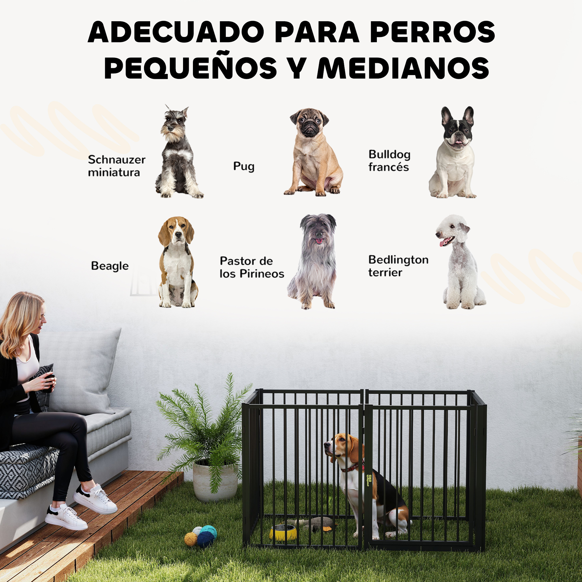 Puppyren, Hondenren, Puppy Omheining, 6 Panelen met Deur, Opvouwbaar en Draagbaar Hondenhek, Staal, Zwart