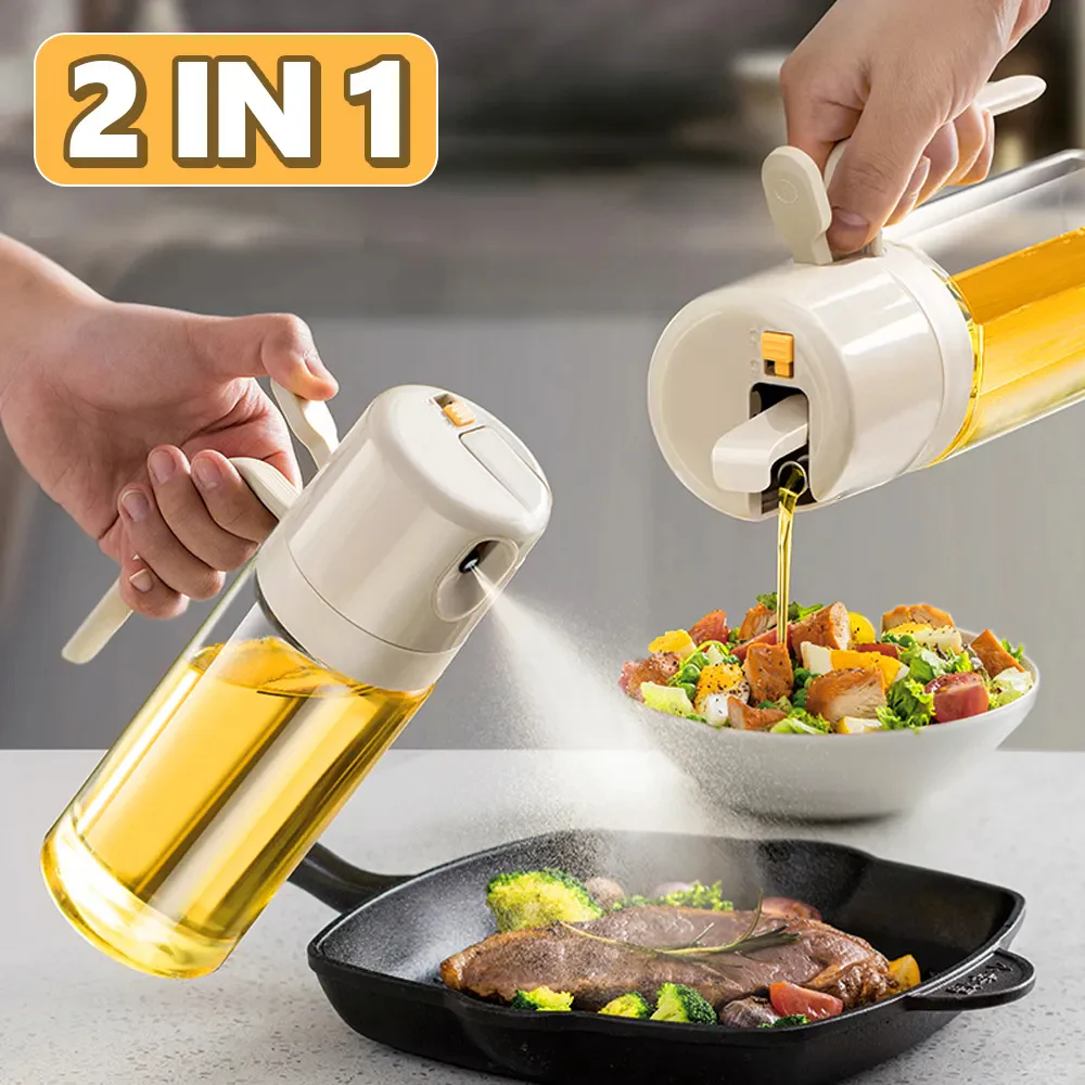 2-in-1 Oil Sprayer & Dispenser Bottle �?Olive Oil Mister for Cooking, Air Fryer, BBQ & Salad