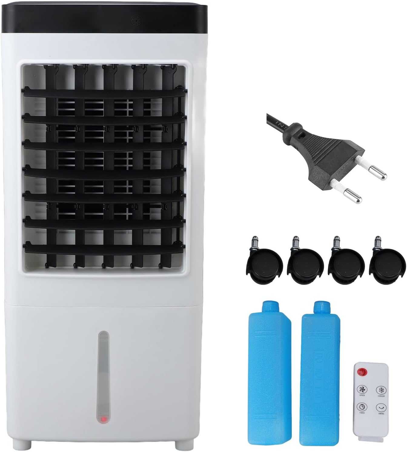 Tragbarer Verdunstungsluftkühler mit Fernbedienung, 3 Geschwindigkeitsstufen, Energiesparender Verdunstungskühler mit Fernbedienung für das Homeoffice (EU-Stecker 220 V)