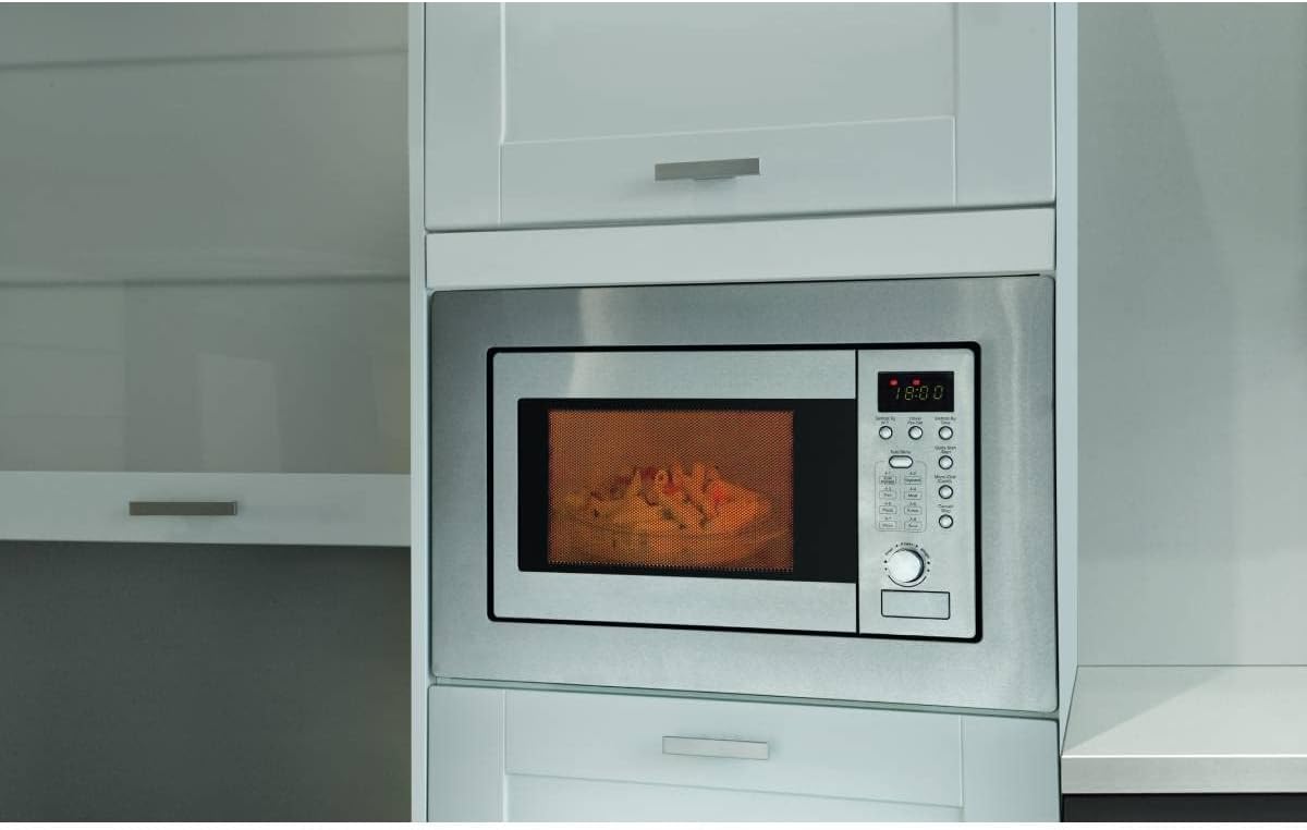 Bomann 3in1 Einbau-Mikrowelle mit Grill und Heißluft, Microwave, 25 L Garraum, 10 Automatikprogramme, Auftaufunktion, inkl. Grillrost und Drehteller (Ø 32 cm), 900 Watt, Edelstahl, MWG 2216 H EB