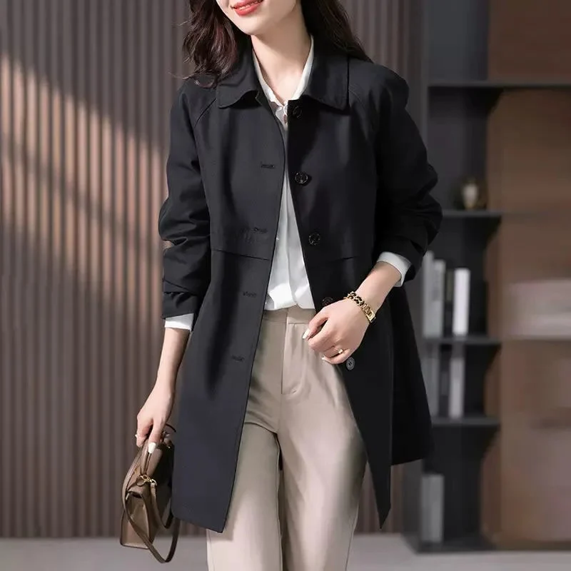 Kurz-Trenchcoat f��r Damen | Leichte ��bergangsjacke mit Ein-Knopf-Verschluss | Taillierter Kurzmantel f��r Business und Freizeit
