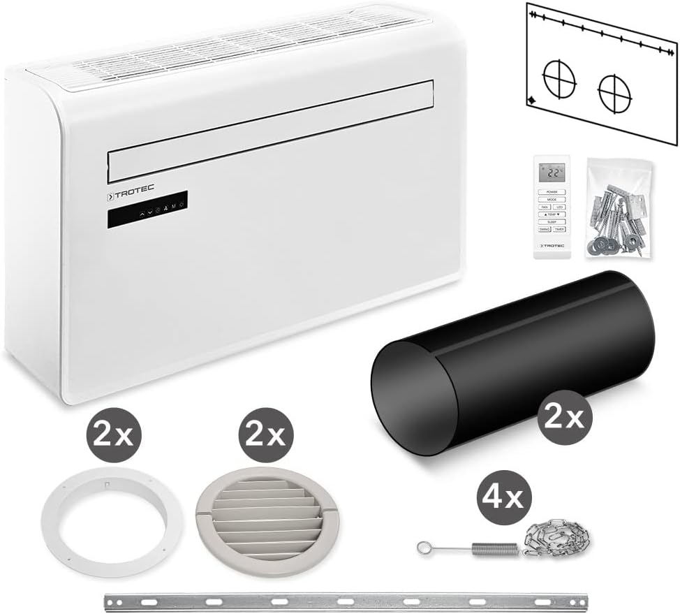 TROTEC Climatiseur mural PAC-W 2650 SH | Climatisation 4 en 1: refroidisseur, chauffage, ventilateur, déshumidificateur | avec intégration WLAN et commande par smartphone