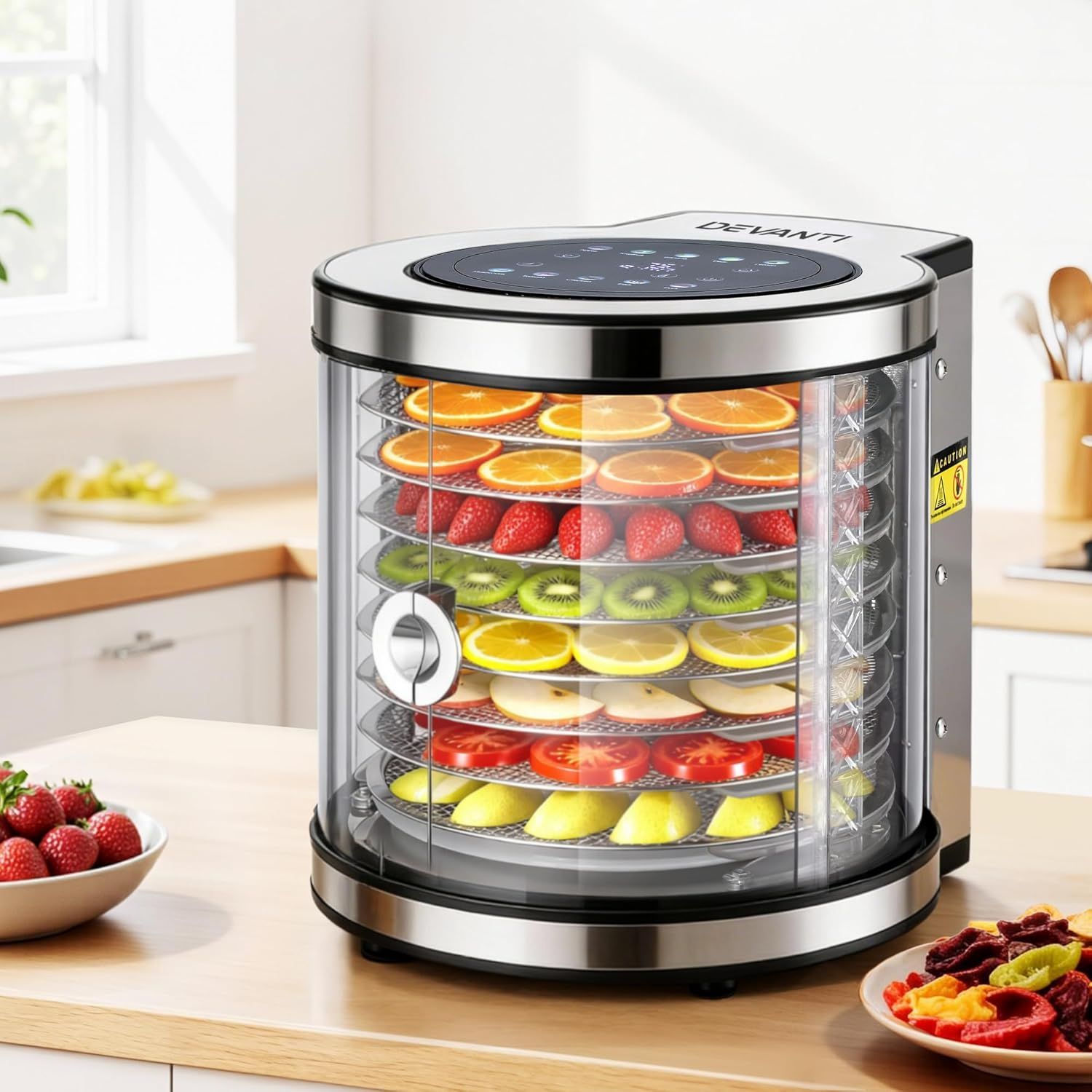 Stainless Steel Food Dehydrator with 8 Trays, Touch Screen & Adjustable Settings