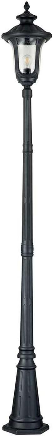 Licht-Erlebnisse Stehleuchte außen 246,5 cm hoch IP44 Glas Aluminium Schwarz Rustikal Wegeleuchte aussen Garten Außenlampe Straßenlaterne Mastleuchte