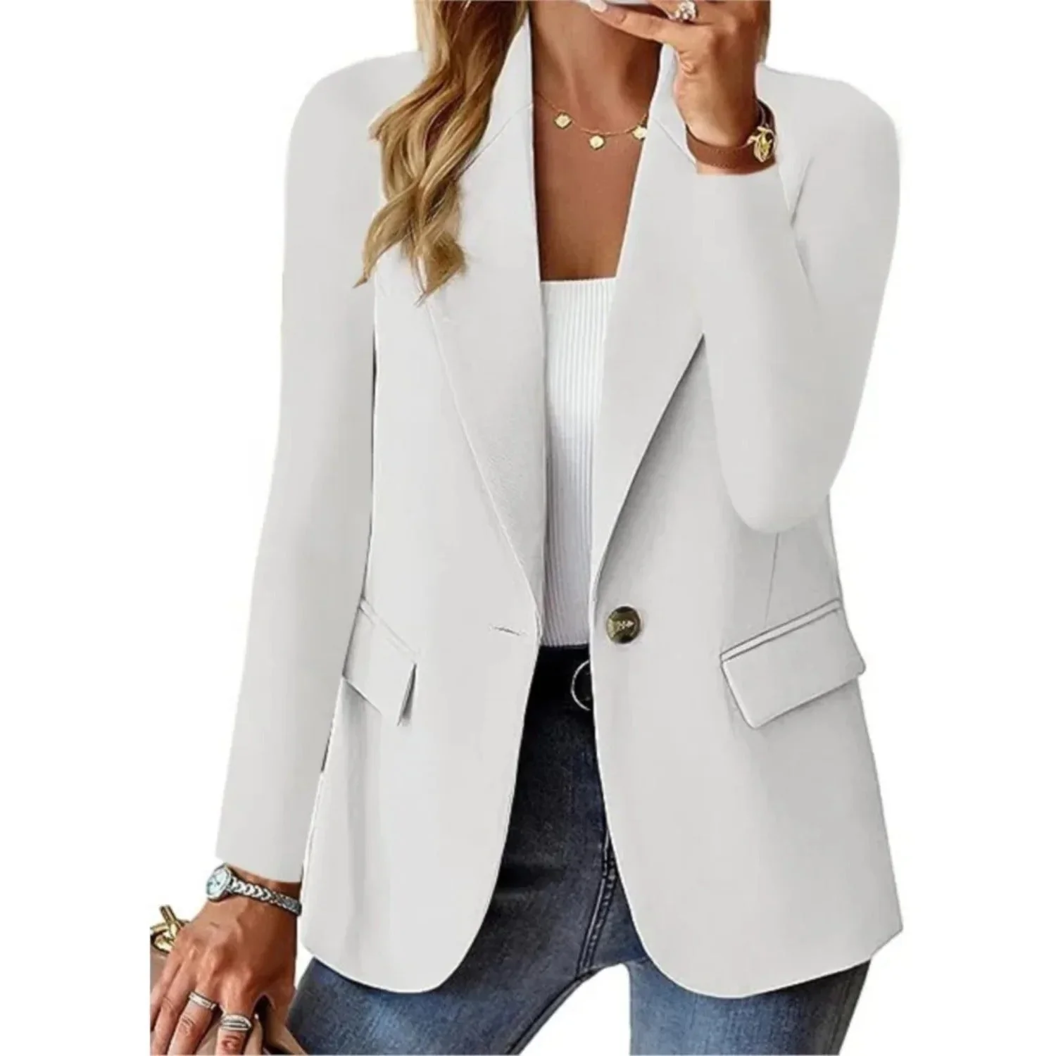 Damen Blazer Tailliert | Bequemer Stretch Blazer f��r Business und Freizeit | Modernes Sakko Figurbetont & Vielseitig