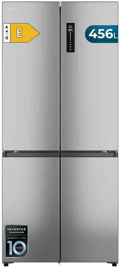 Cecotec Réfrigérateur 4 Portes Semi-Intégrable Total No Frost Bolero CoolMarket 4D 456 SBI Inox E, Extra Capacité Max 456 L, Hauteur 189 cm et 83 cm Largeur, MetalFlexCooling, Compresseur Inverter