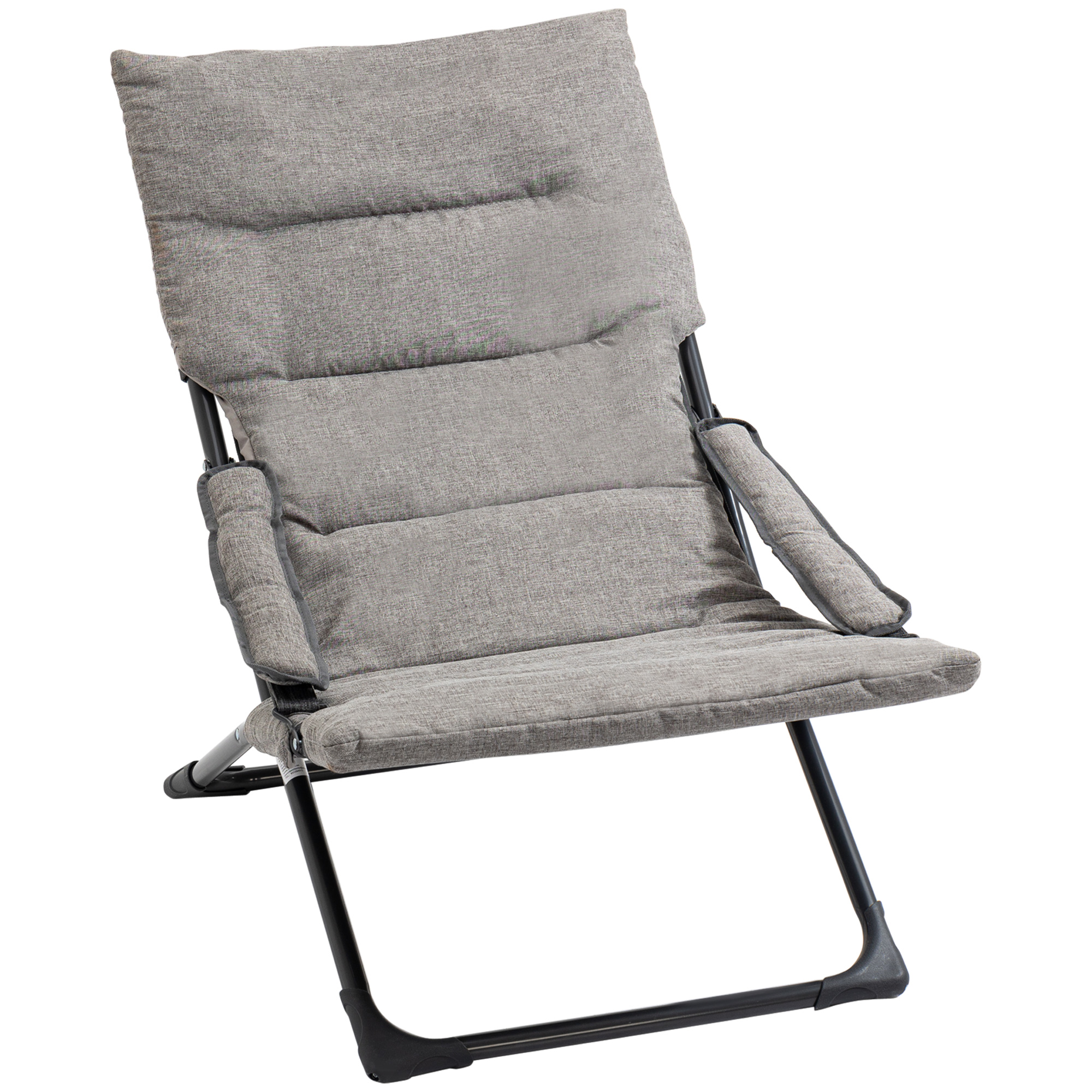 klapstoel met verwijderbaar kussen tuinstoel campingstoel ligstoel zitmeubel tuin terras balkon textiel staal grijs 66 B x 94 D x 79 H cm