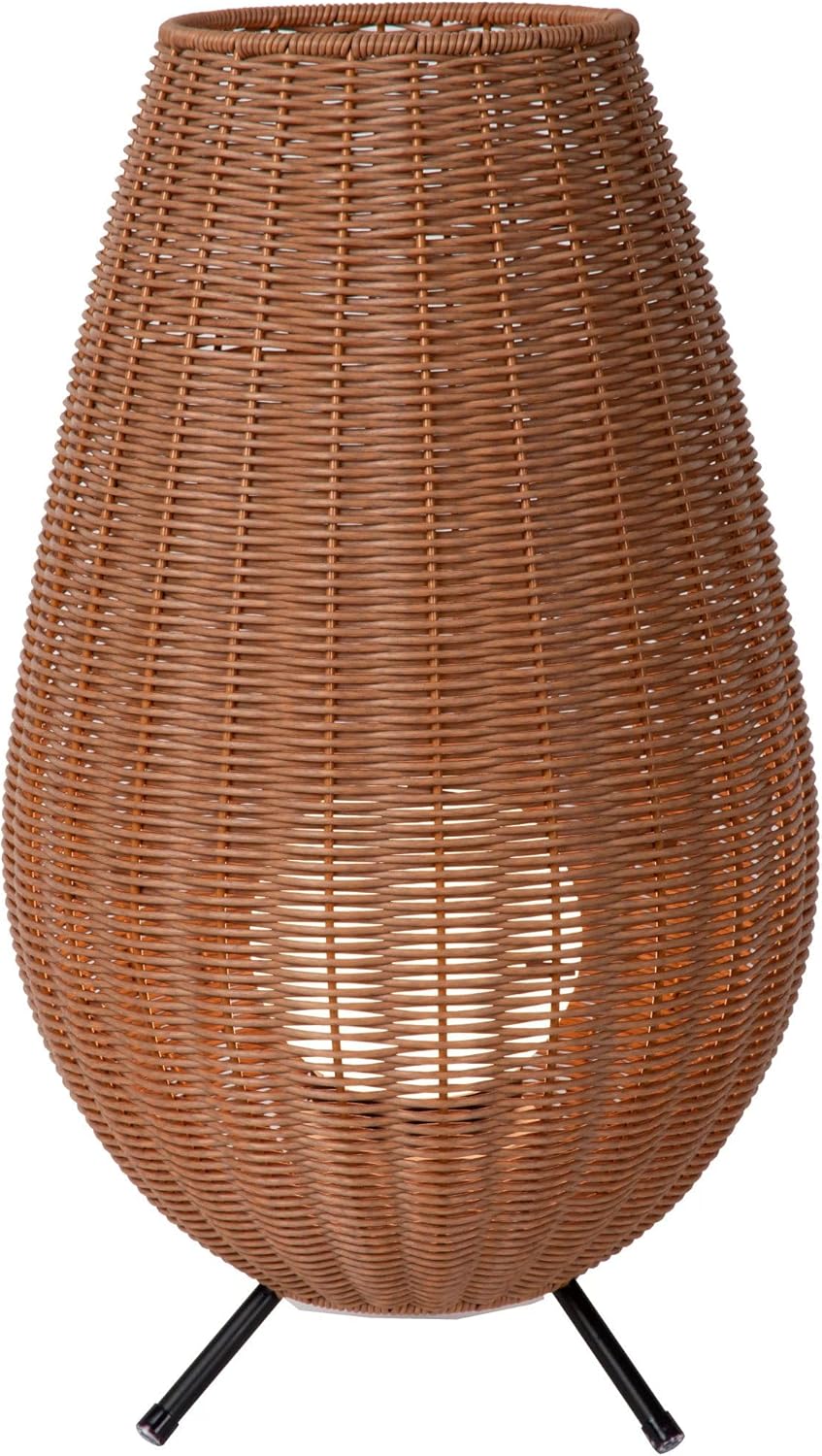 Licht-Erlebnisse LED Akku Tischleuchte außen Natur IP44 Terrasse Balkon 50 cm 3 W 180 lm 3000 K Geflecht dekorativ stilvolle Tischlampe dimmbar TEYA
