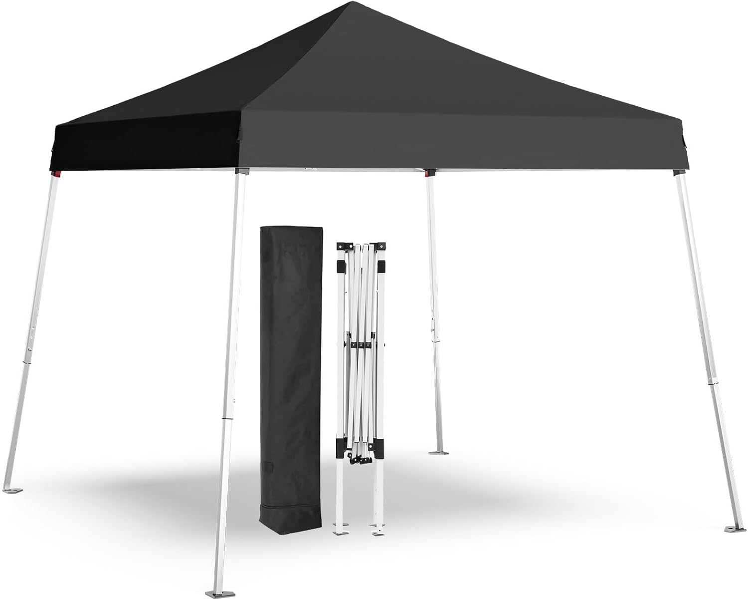 Pop-Up-Zelt, tragbares Outdoor-Baldachin für Partys, Camping, schräge Beine, Klappzelt, Sportunterstand, Strandzelt, Boden 25,4 x 25,4 cm, oben 20,3 x 20,3 cm, verstellbare Höhe (schwarz)