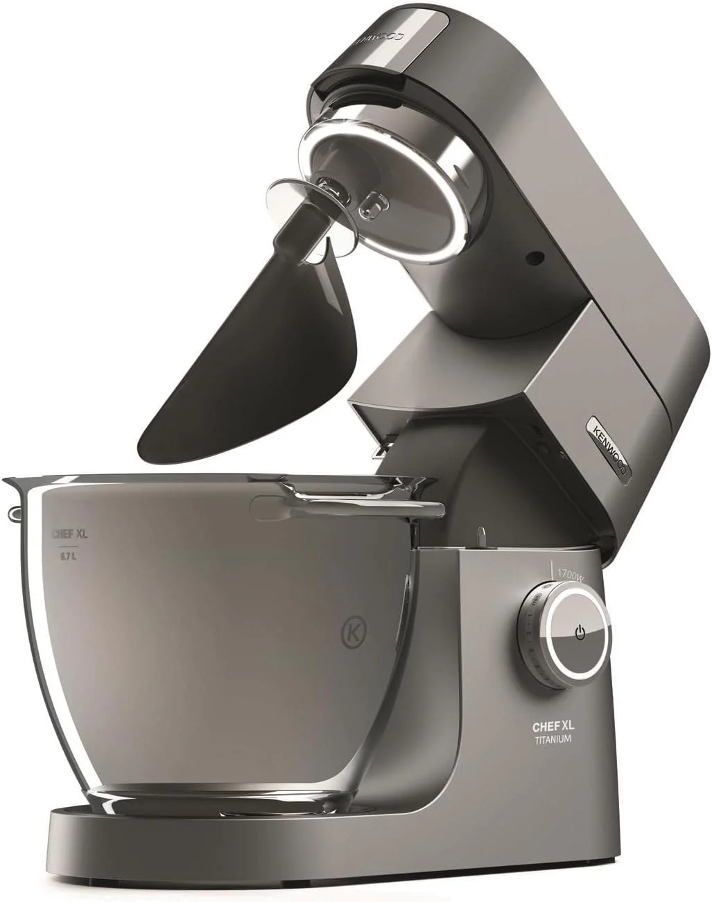 Kenwood Titanium Chef Baker KVL85.424SI Küchenmaschine mit integrierter Waage, inkl. 4-teiligem Patisserie-Set, 7 L und 5L Rührschüssel, stufenloser Geschwindigkeitsregler, 1200 W, Silber