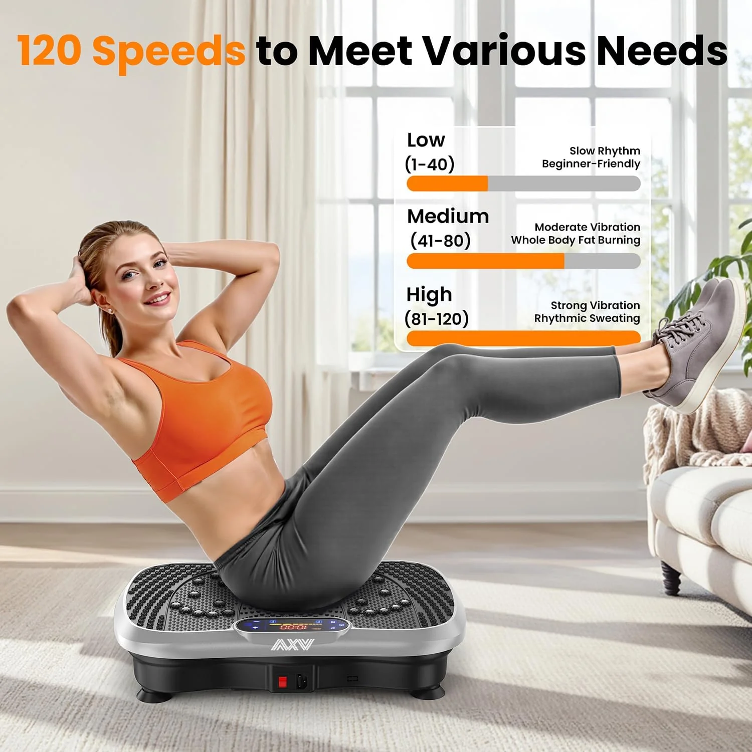 AXV Vibration Plate Fitness Platform Trainer Suitable for men and women to lose weight and burn fat at the gym