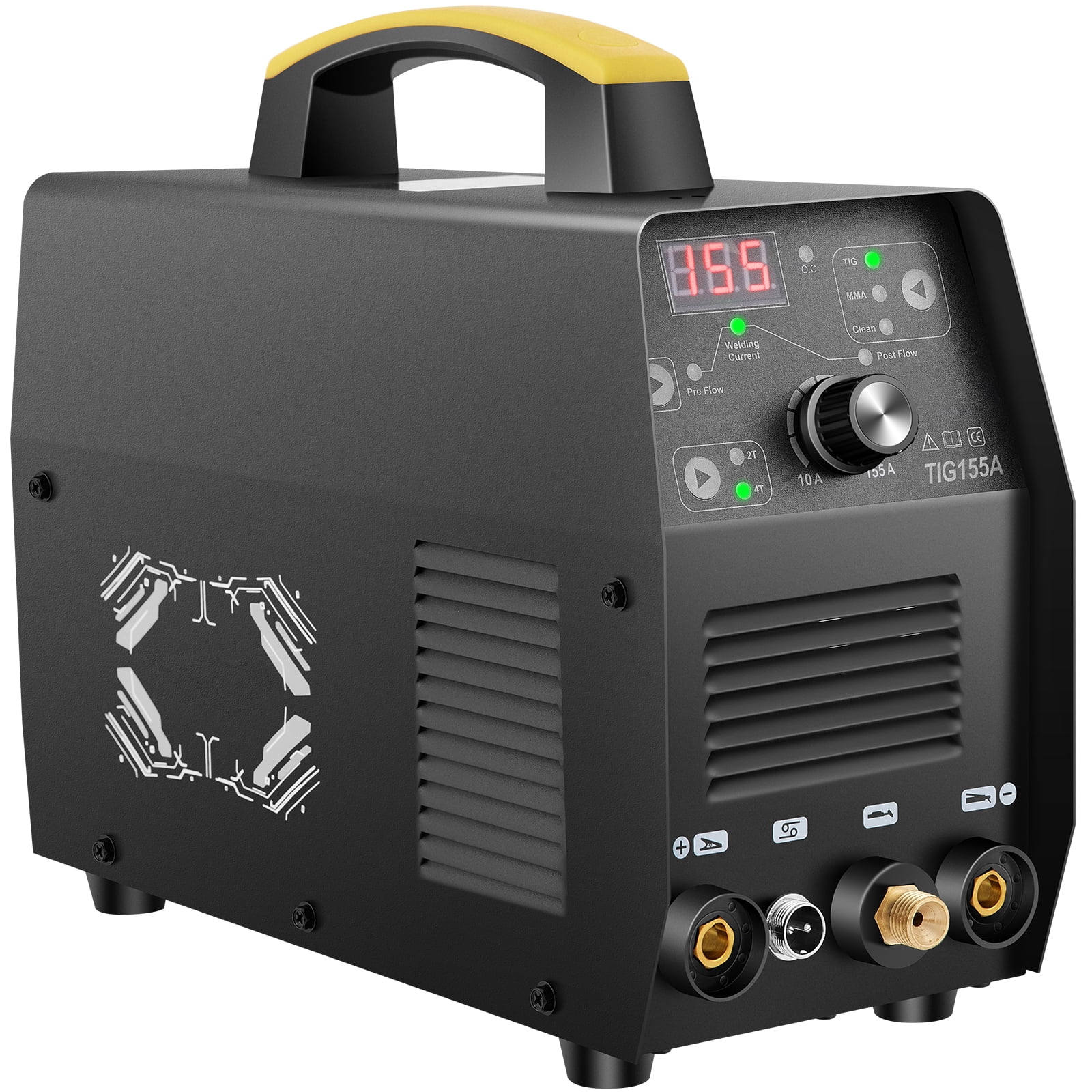 SKYSHALO 155 Amp��re 3-in-1 TIG-lasapparaat, 110 V Hoogfrequentie TIG/Stick/Clean lassen met IGBT-omvormer, digitaal booglasapparaat met brander, geschikt voor ijzer, zacht staal, koper en nikkel