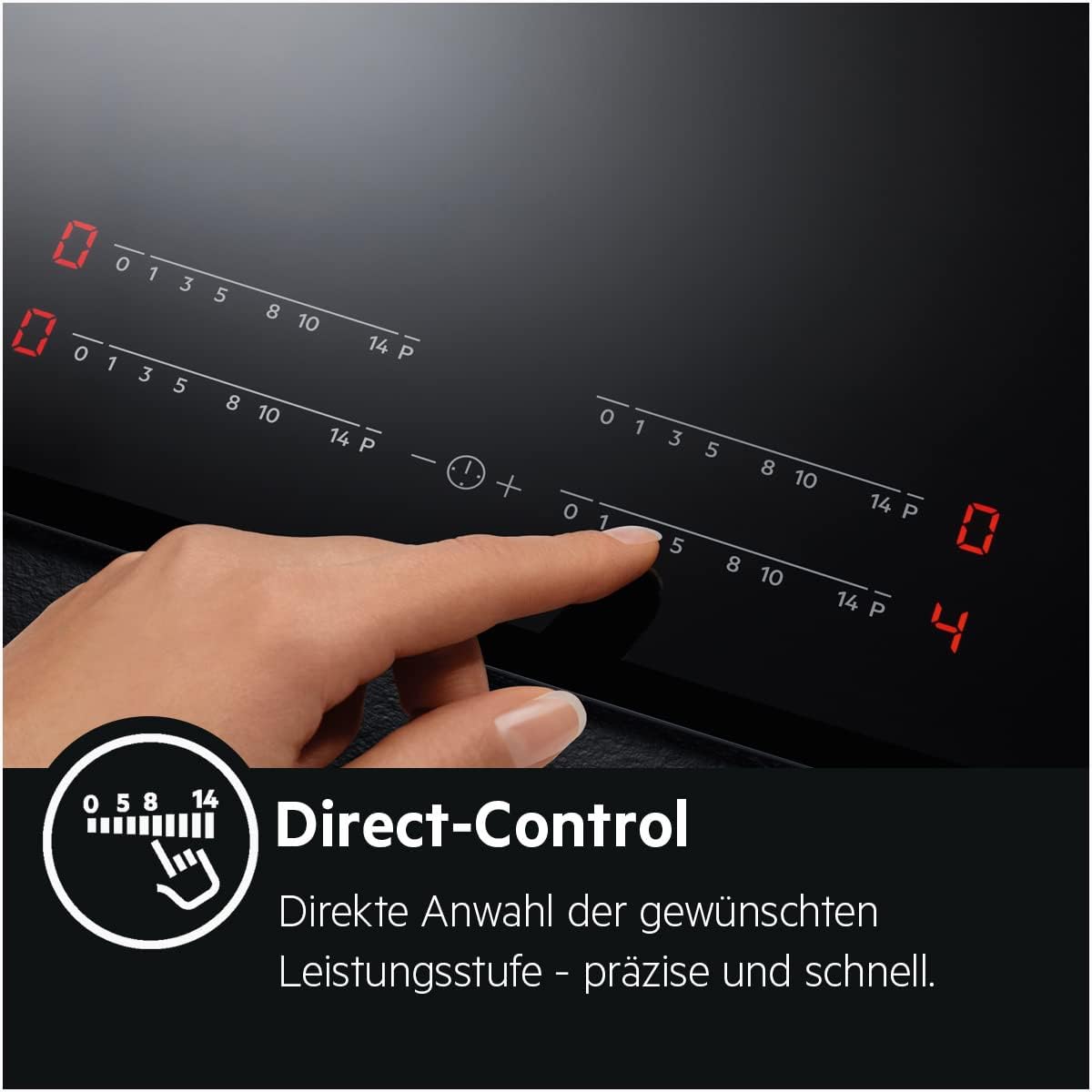 AEG IKB64431XB Autarkes Kochfeld / Induktion / Hob²Hood / Slider-Bedienung / 60 cm / Edelstahlrahmen / 4 Kochzonen / Powerfunktion / Kindersicherung
