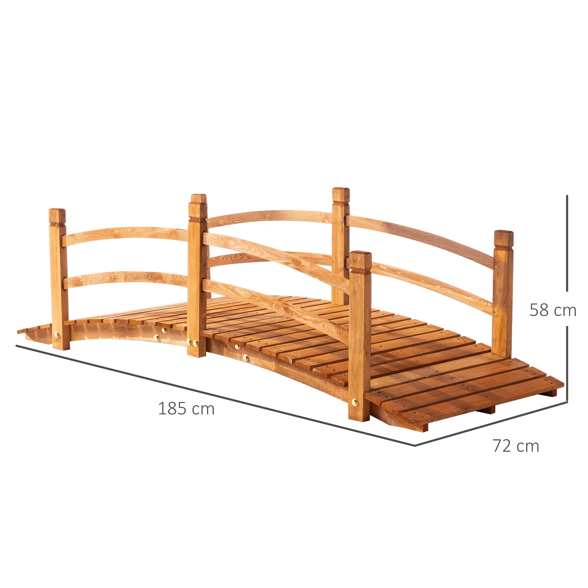 Outsunny houten tuinbrug 185 x 72 x 58 cm