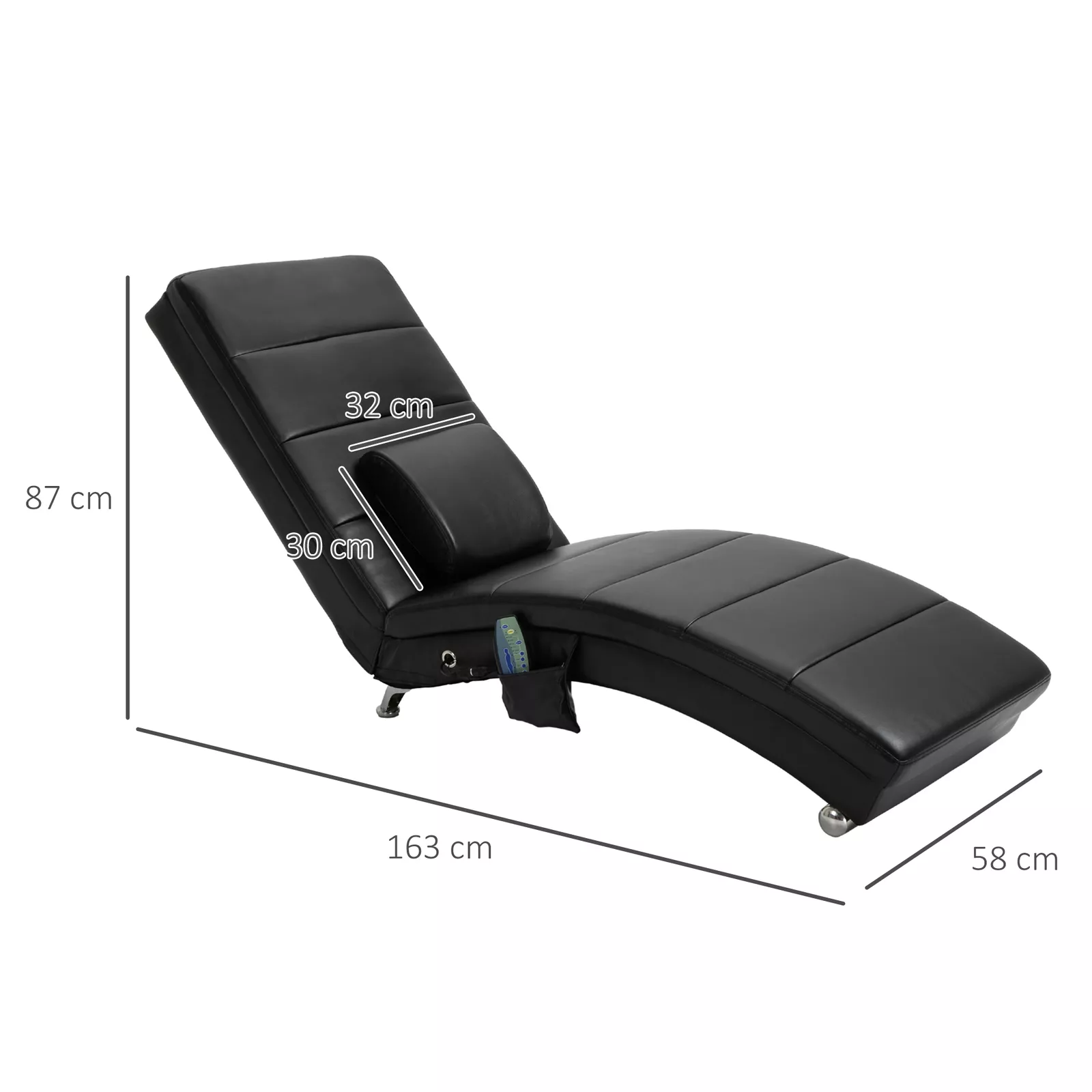 Relaxligstoel met massagefunctie �C Loungestoel Chaise Longue in Zero-Gravity design �C Zwart